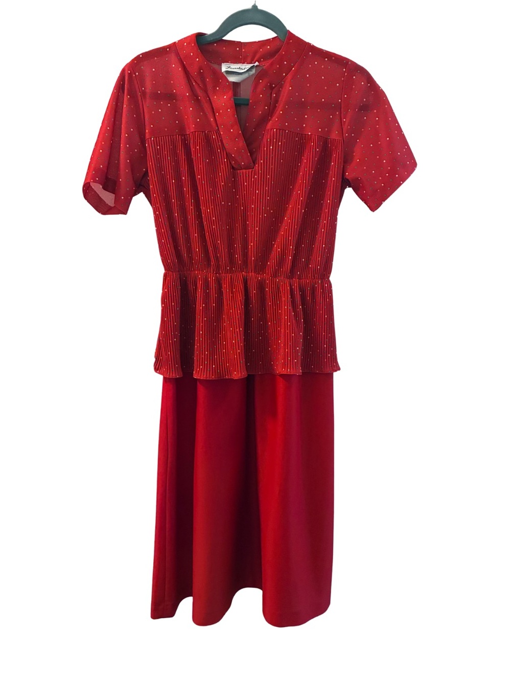 Vintage Polka Dot Short-Sleeve Peplum Dress